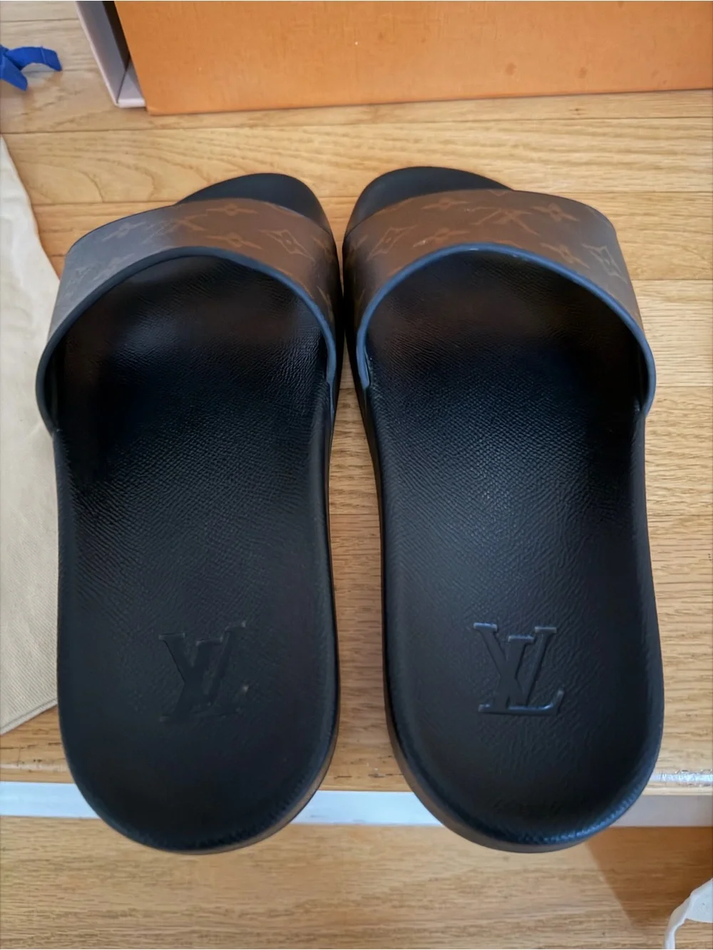 Louis Vuitton Waterfront Mule Men’s Black Brown Monogram Slide Sandals size 7